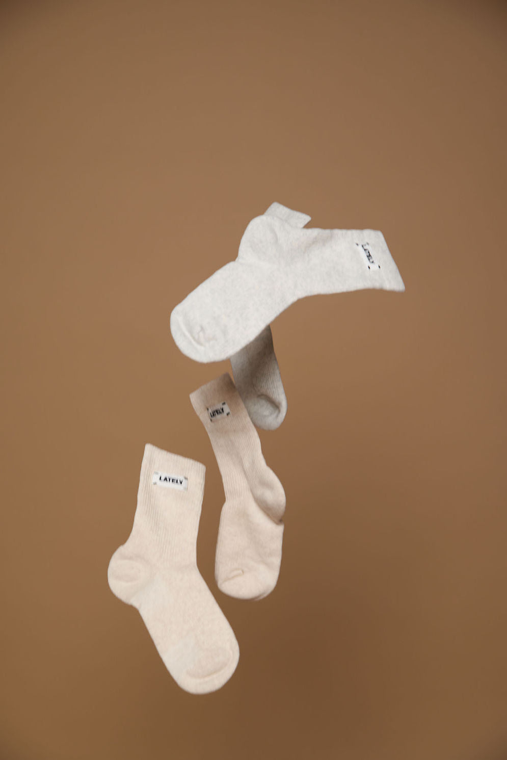 Ribbed Half Crew Socks Heathered Oatmeal