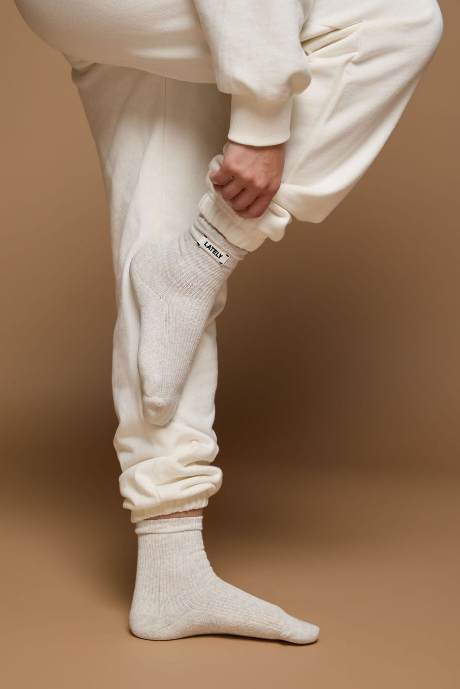 Ribbed Half Crew Socks Heathered Grey